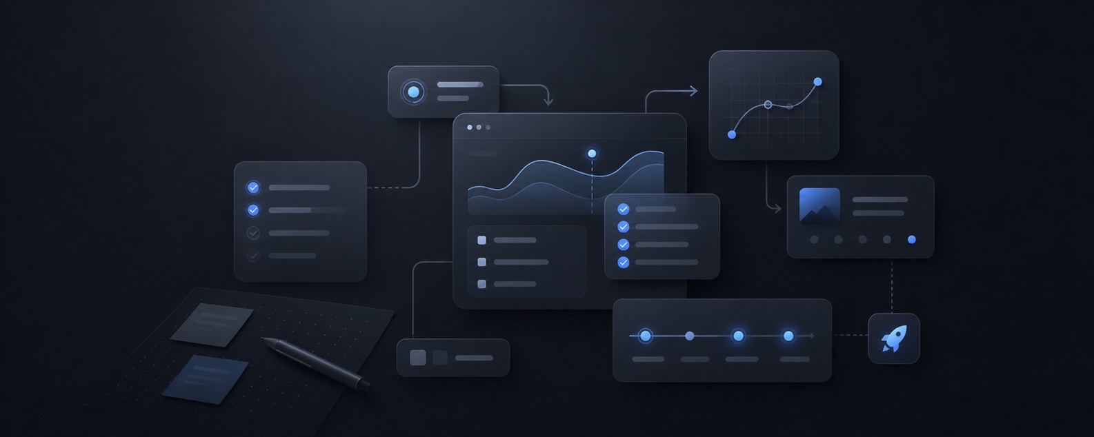 App Launch Map Notion template preview with launch planning dashboards and connected workflow cards
