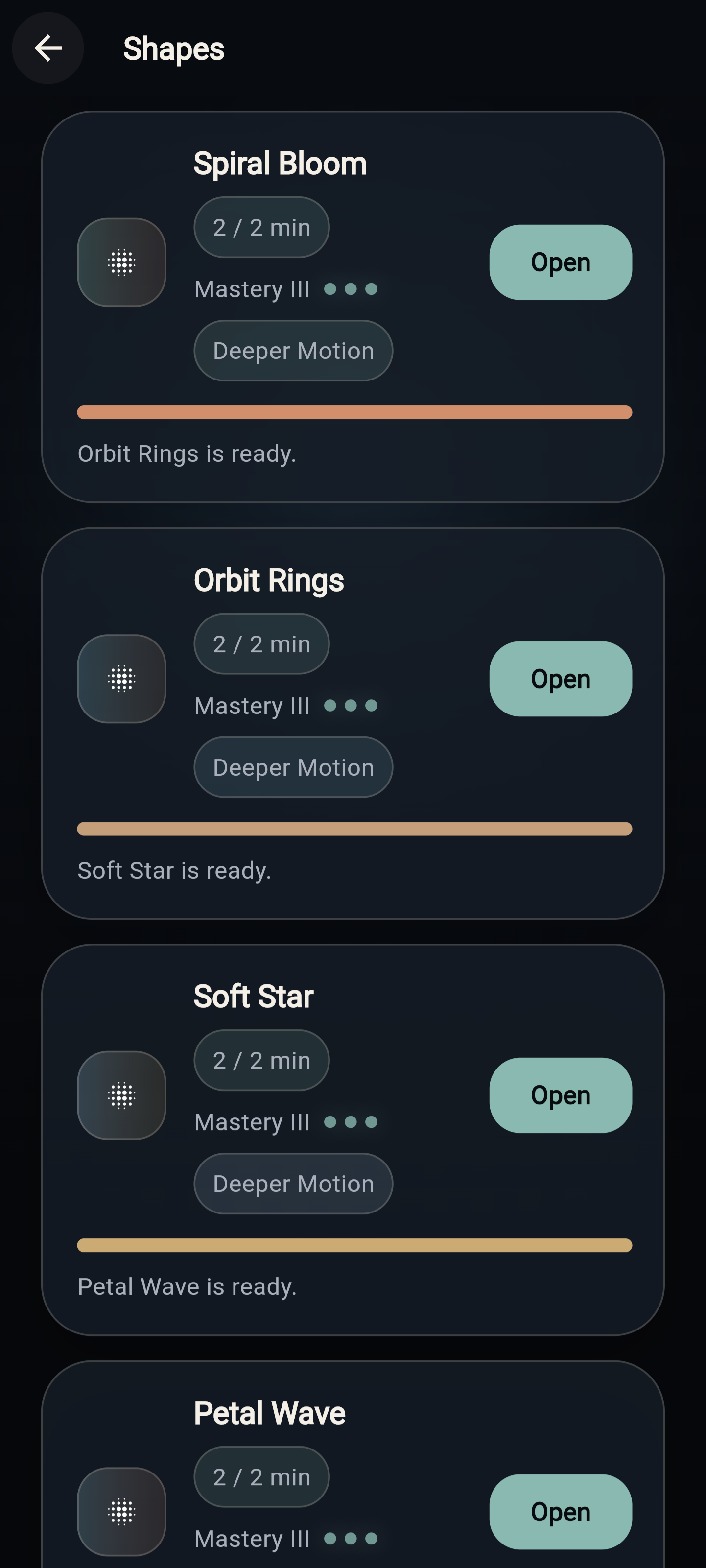DriftTouch shapes screen screenshot